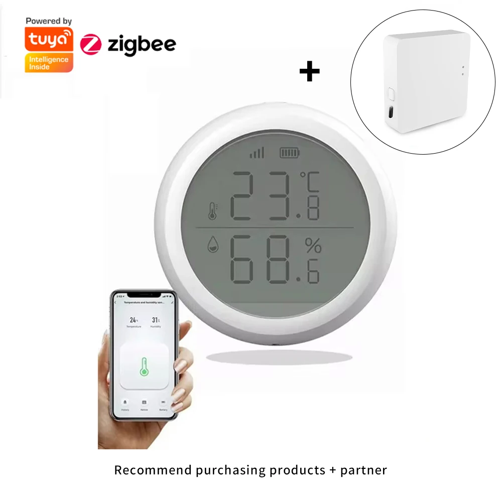Tuya ZigBee temperatuur- en vochtigheidssensor met LCD Smart life APP Google Alexa Spraakbesturing Ondersteuning Multi-mode gateway-optie