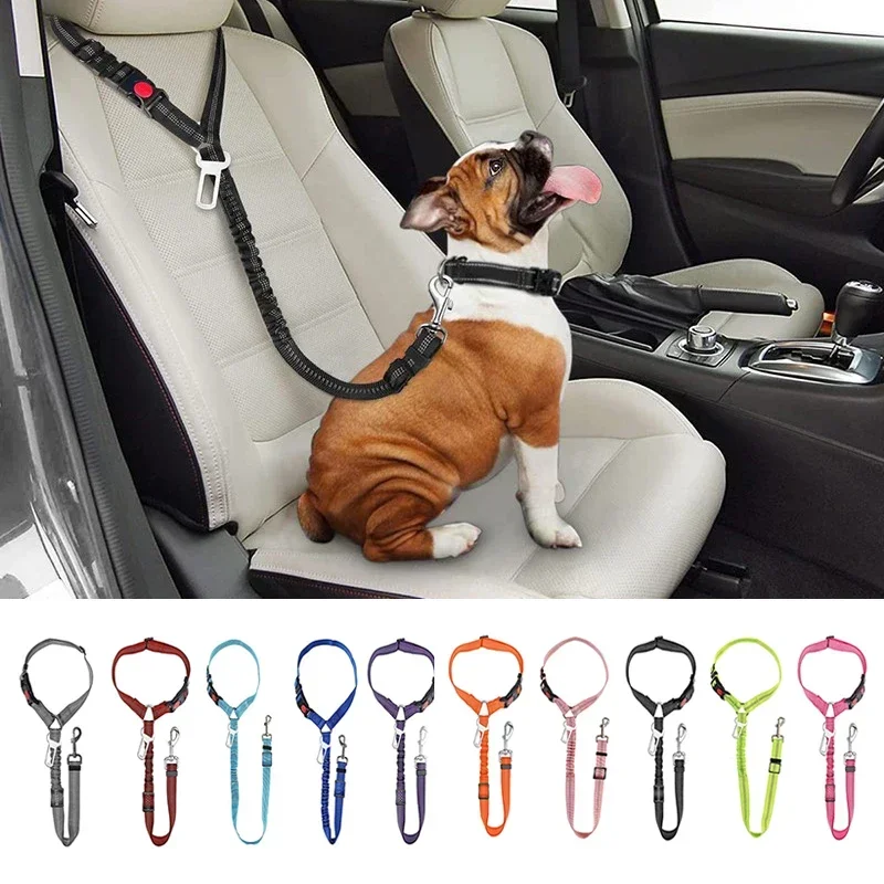 Solid Anti-shock Two-in-one Dog Harness Leash Pet Car Seat Belt with Clip Backseat Safety Belt Kitten Collar Pet Accessories