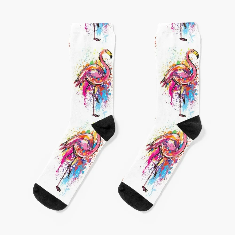 

Colorful Flamingo White Socks gift professional running Women's Socks Men's