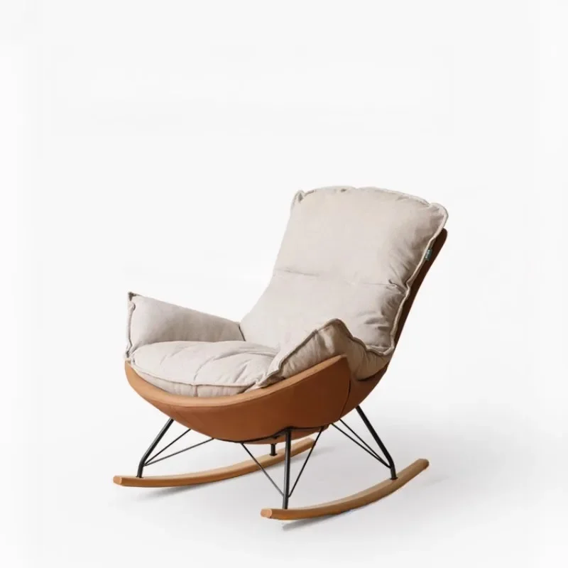 

Fabric eggshell rocking chair, modern simple balcony single recliner, living room lazy chair, home sofa chair for leisure
