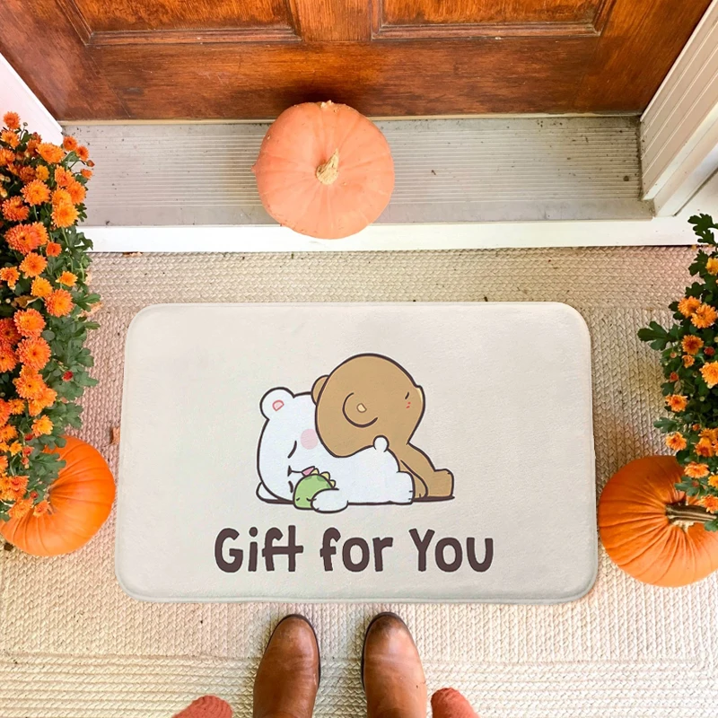 Porch Foot Mat Non-slip F-Milkmochas Bear Kitchen Bedroom Rug Custom Doormat Entrance Door Kitchen Hallway Room Floor Carpet