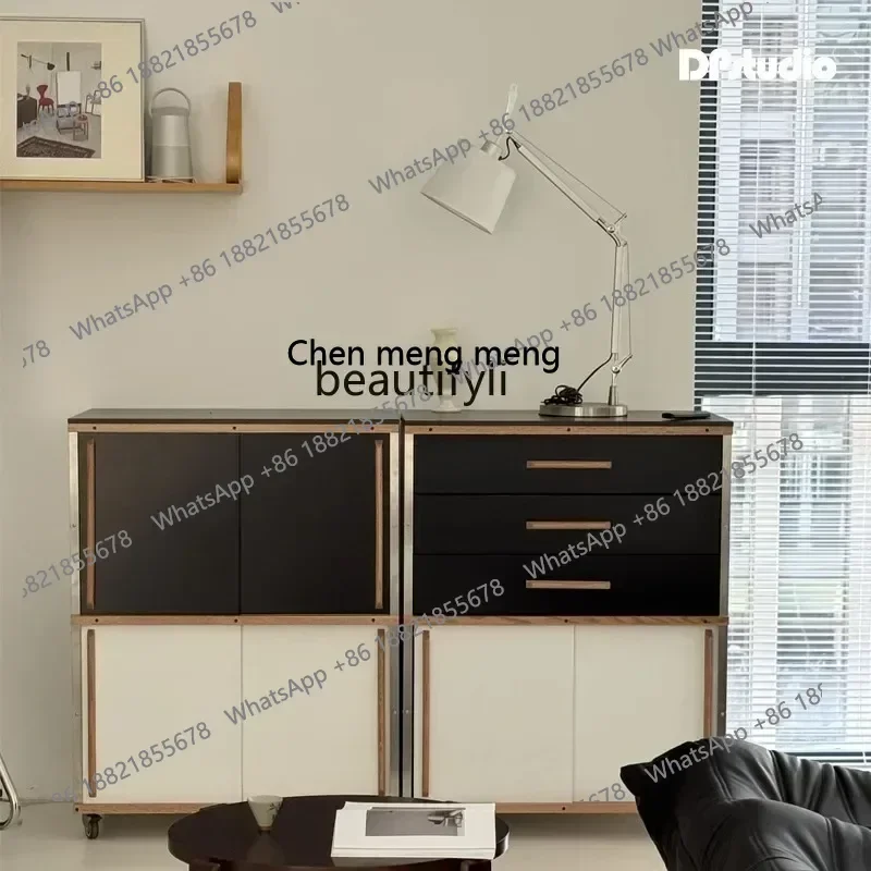 

cn8617 ss New style Solid wood storage cabinet medieval rock slab dining side locker living room bedroom combination module cabi