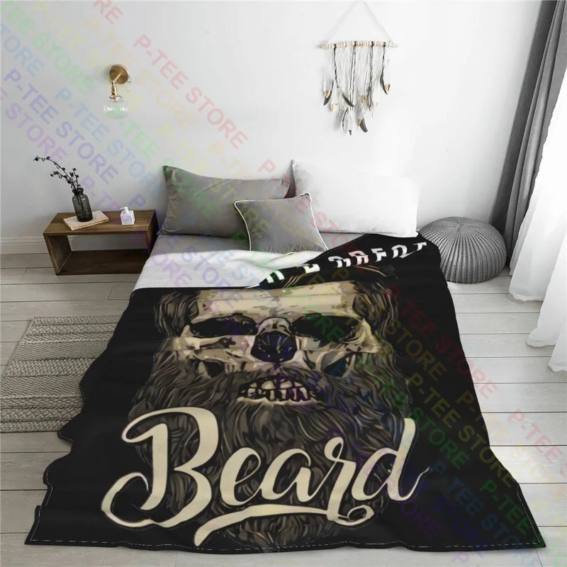 Life With A Great Beard Skull Hipster Barber Beards Blanket Comfort Super Soft Bedding Throws