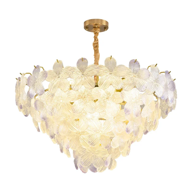 French Style Glass Flora Ceiling Pendant Chandelier lights Living Room Lamp Bedroom Princess Room Hanging Lighting
