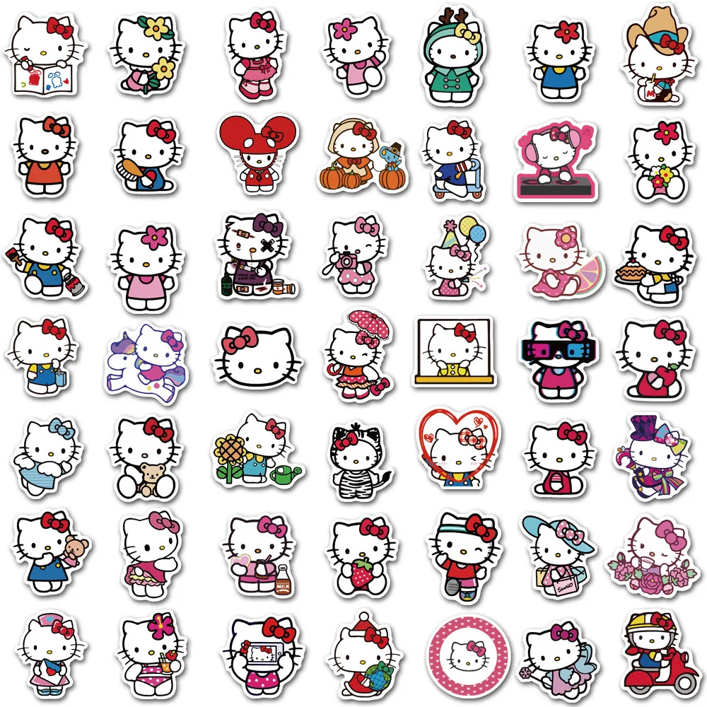 Autocollants de dessin animé mignon Sanurgente Hello Kitty pour enfants, autocollants d\'anime Kawaii, décalcomanies pour filles, coque de téléphone