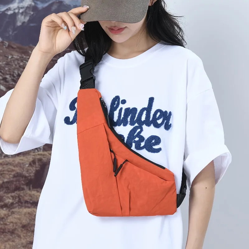 Triangle Chest Bag Men Casual Leather Crossbody Sling Shoulder Pack for Outdoor Travel Daily