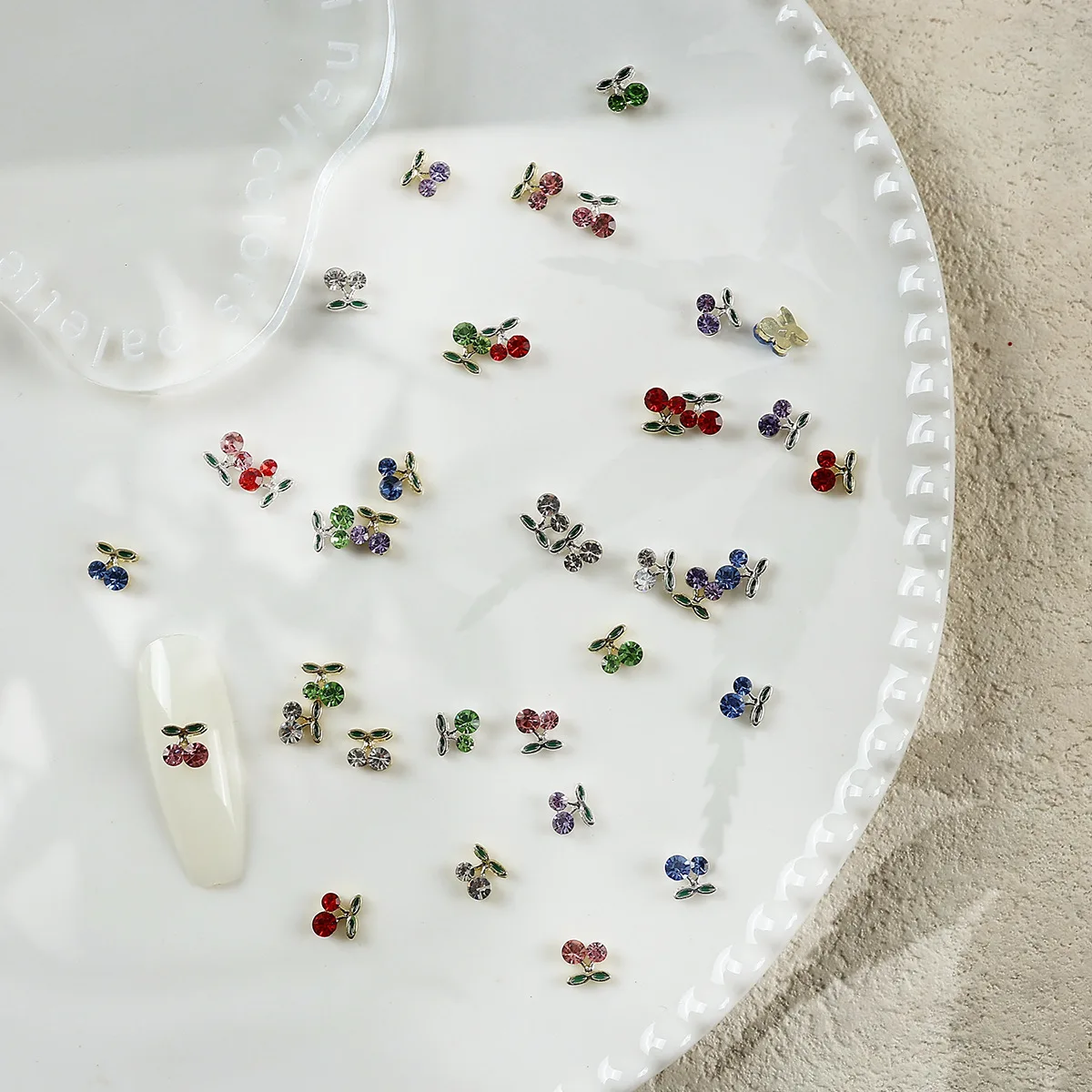 10 pçs 3d brilho mini diamantes coloridos cereja frutas liga arte do prego strass jóias decorações manicure vintage bonito encantos