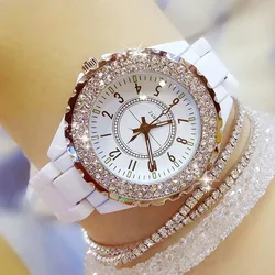 2024 Luxury Brand Women Diamond White Ceramic Band Ladies Watch Quartz Fashion Female Famous Rhinestones Black Watches Relojes