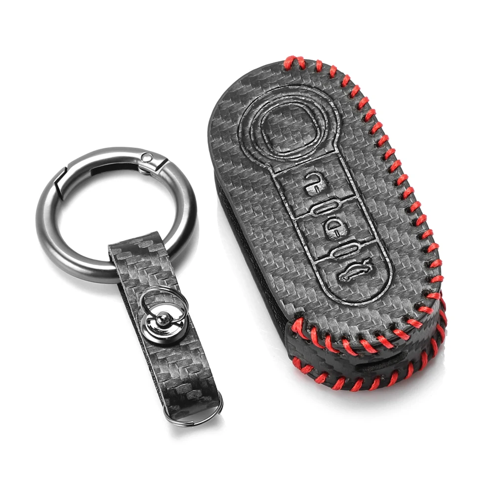 

Модный кожаный чехол для автомобильных ключей из углеродного волокна для Fiat 500 Ducato Panda 500L Punto Lancia Musa для Citroen