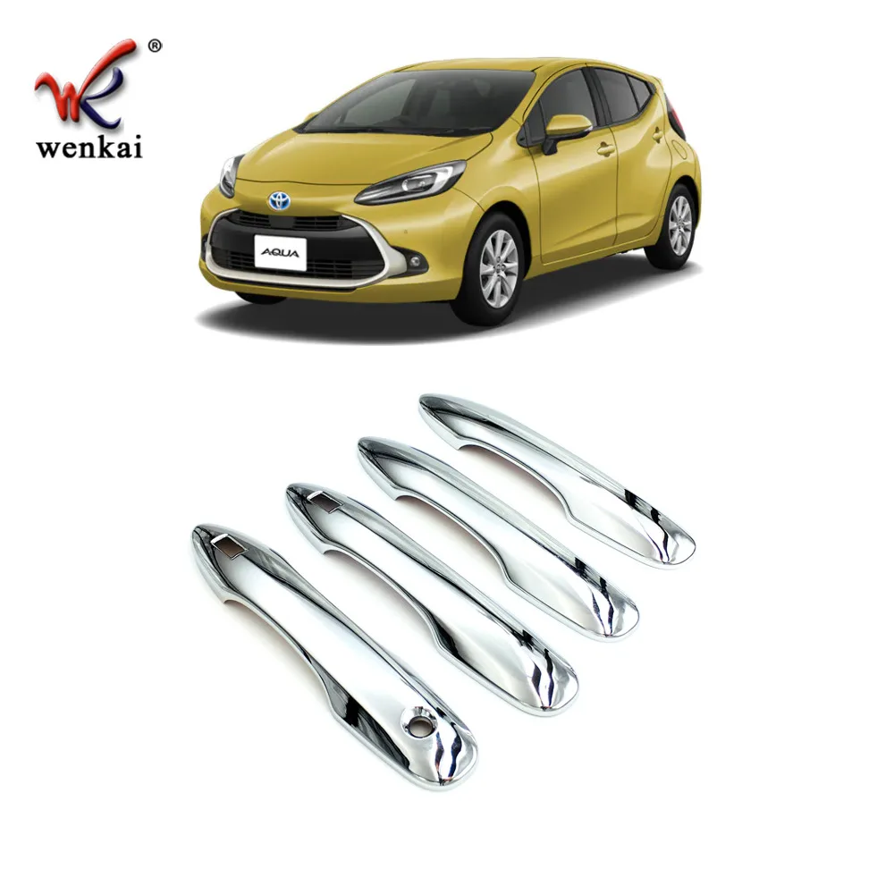 Embellecedor de cubierta de manija de puerta Exterior de coche, accesorios cromados AQUA para Toyota Prius C 2021