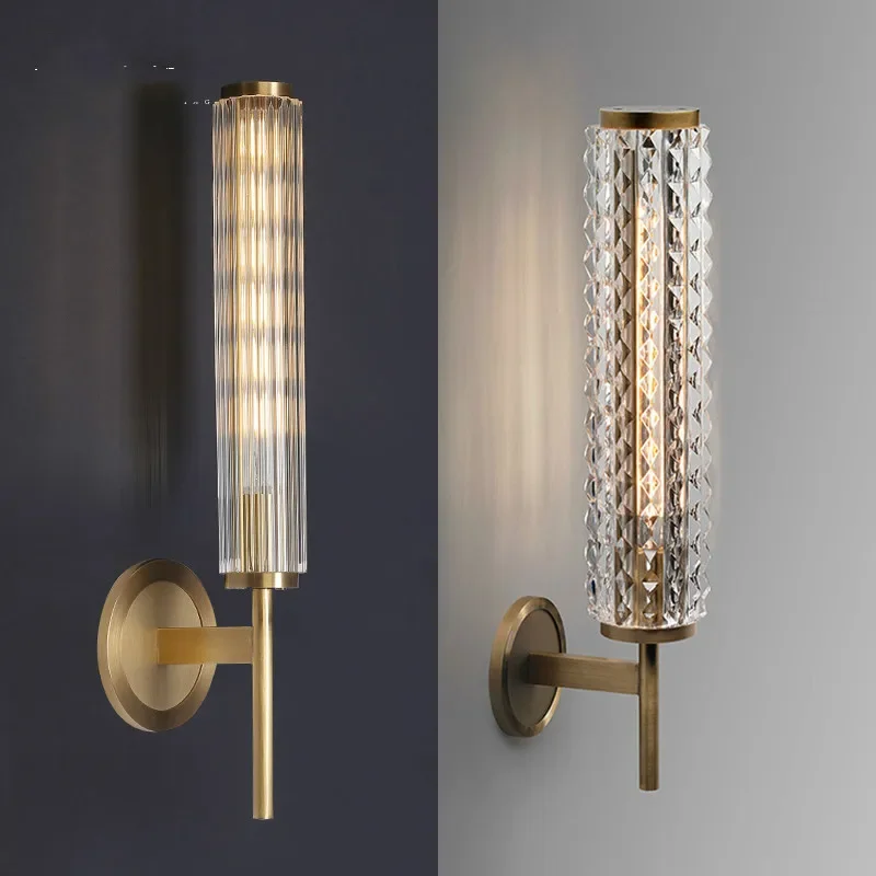 Bar salon Retro Brass wall Light vintage Copper Wall Lamp Luxury Living Room Glass Wall sconce Bathroom Mirror Light 220-240V