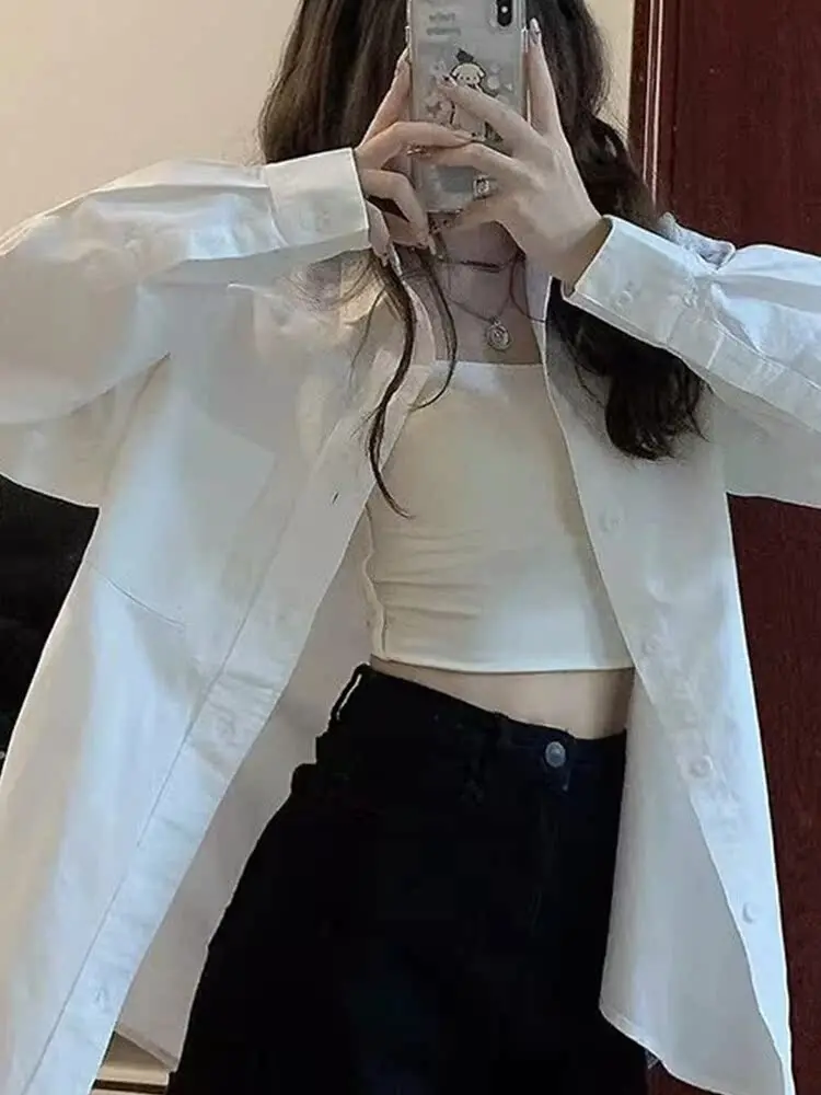 

Loose Long Sleeve White Neck Shirt Women's Spring Autumn Thin Design Sensation Small Crowd Sunscreen Open Cardigan Casua...