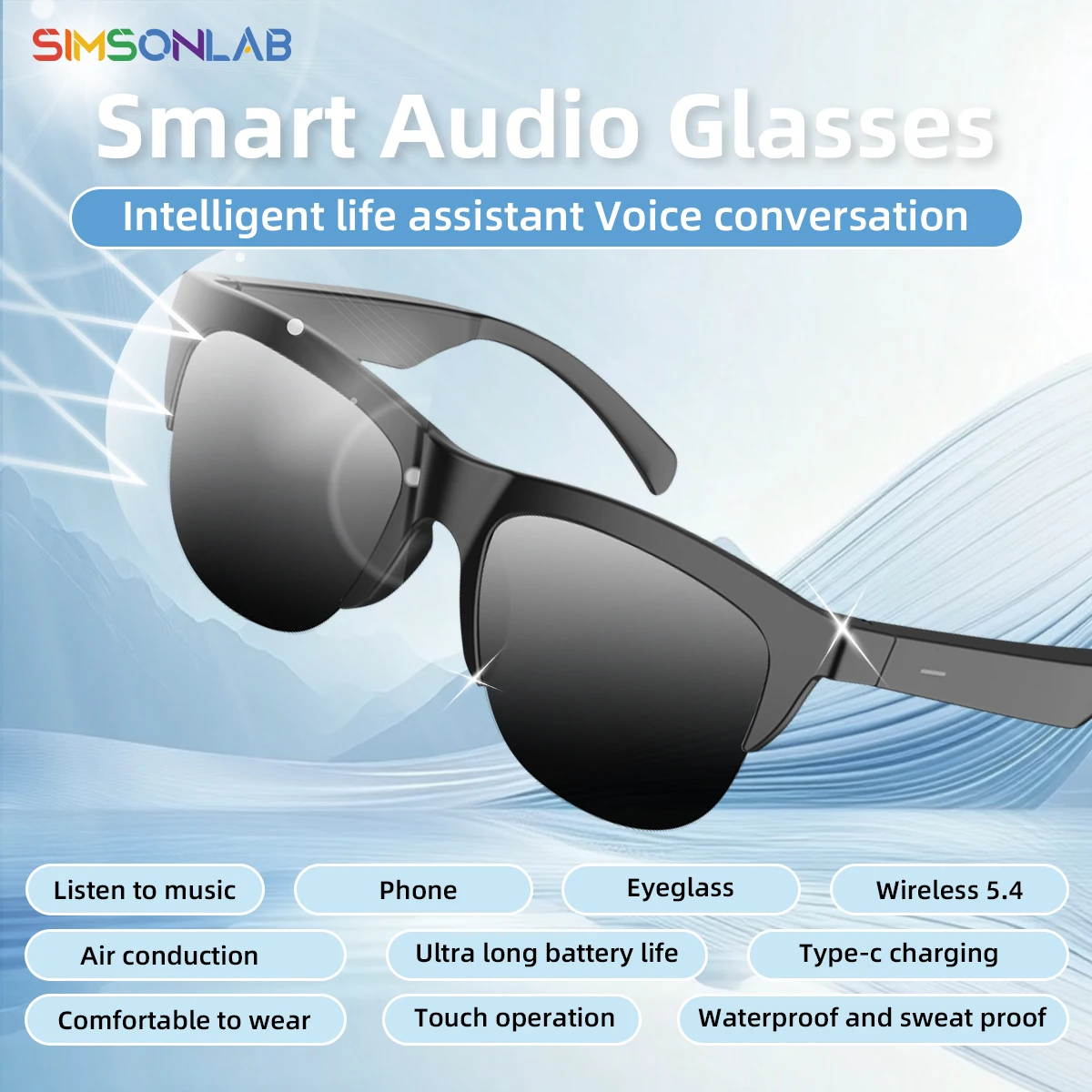NEW Smart Glasses V5.3 Bluetooth Call High Quality Headphones Outdoor Sports Sunglasses Anti-touch UV Music Player for Men Women