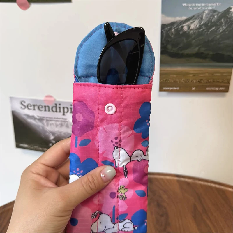 스누피 선글라스 가방 안경 케이스 여행 여성용 안경 보관 커버 만화 휴대용 부드러운 안경 보호 파우치 선물