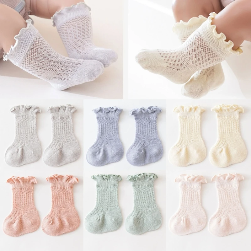 

2023 Spring Summer Baby Socks Hollow Girls Boy Leg Warmer Knee High Long Sox Infant Cotton Hose Children Princess Kids Sokken