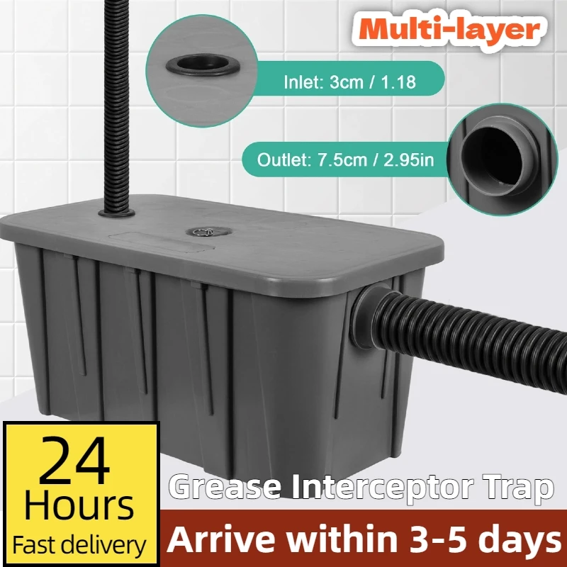 

Commercial Grease Interceptor Trap Grease Trap Under Sink for Restaurant Cafe Under Sink Grease Trap 10GPM for Restaurant