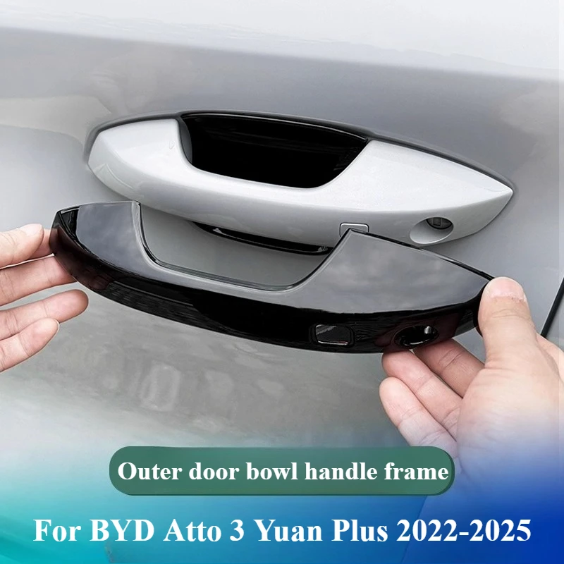 ل BYD Atto 3 Yuan Plus 2022-2025 مقبض الباب الخارجي للسيارة غطاء الصيد إطار حامي وعاء الباب