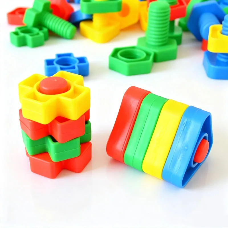 20/10Pair Plastic Jumbo Nuts And Bolts Toys Kids Screw Building Blocks Fine Motor Skills Occupational Therapy Educational Gifts view 5