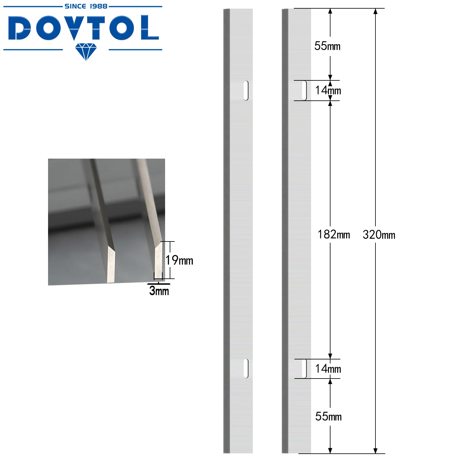 Planer Blades Jointer Knives 320x19x3mm HSS DeWalt DW733 TYPE2 for Thickness Planers with 12.5 Inches Replacement Heat Treated