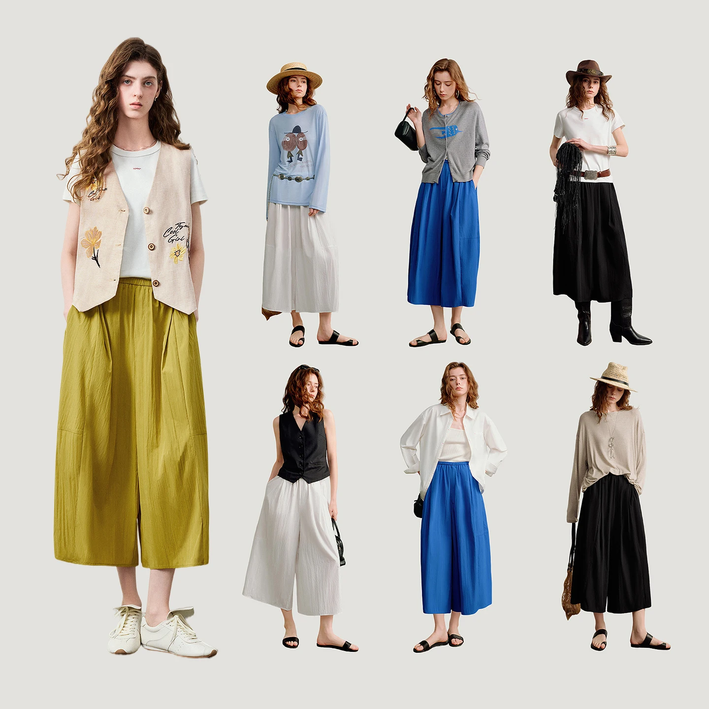 TOYOUTH Women's High Waist Wide Leg Skort 2026 Autumn New Accordion Pleated Slimming Flattering Office Commute Workwear Chic image 6