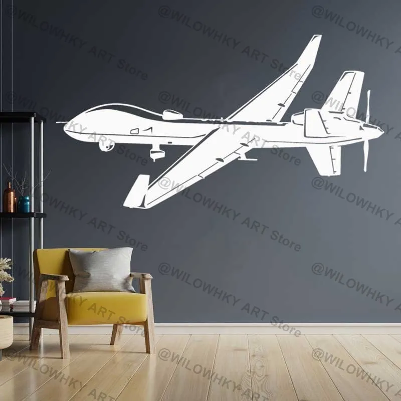 US Military Modular Strike Recon Drone Wall Sticker MQ-9 Reaper War Weapon Aircraft Lover Teen Kids Room Car Decor Vinyl Decal