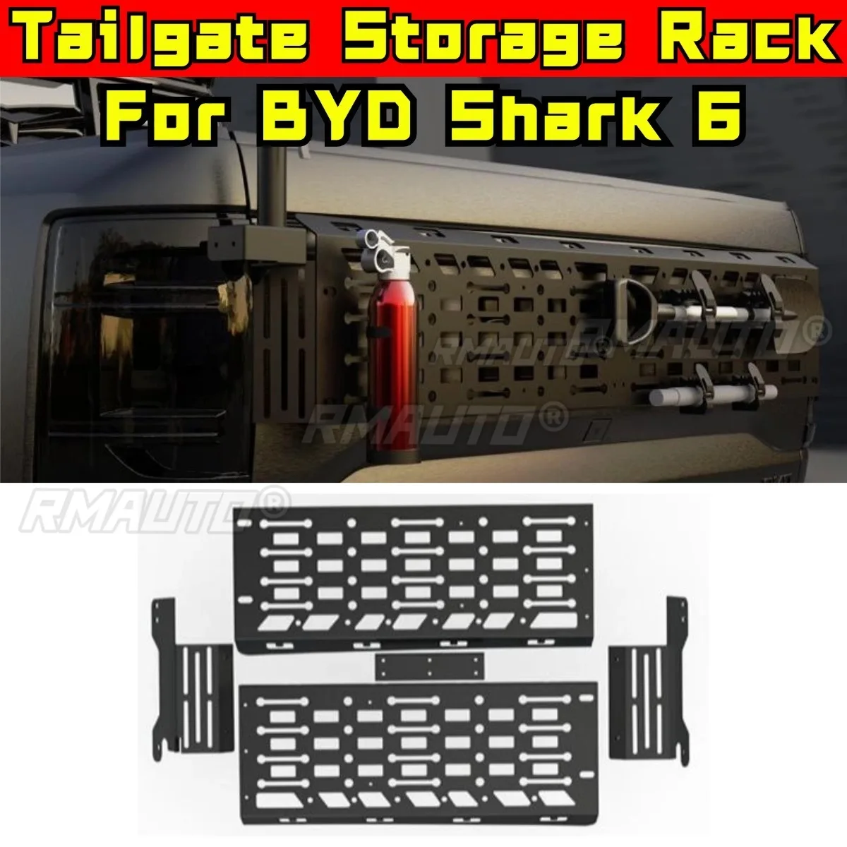 For BYD Shark 6 Tailgate Storage Rack Tailgate Expansion Panel Modified Rear Bucket Multifunctional Storage Rack Car Accessories
