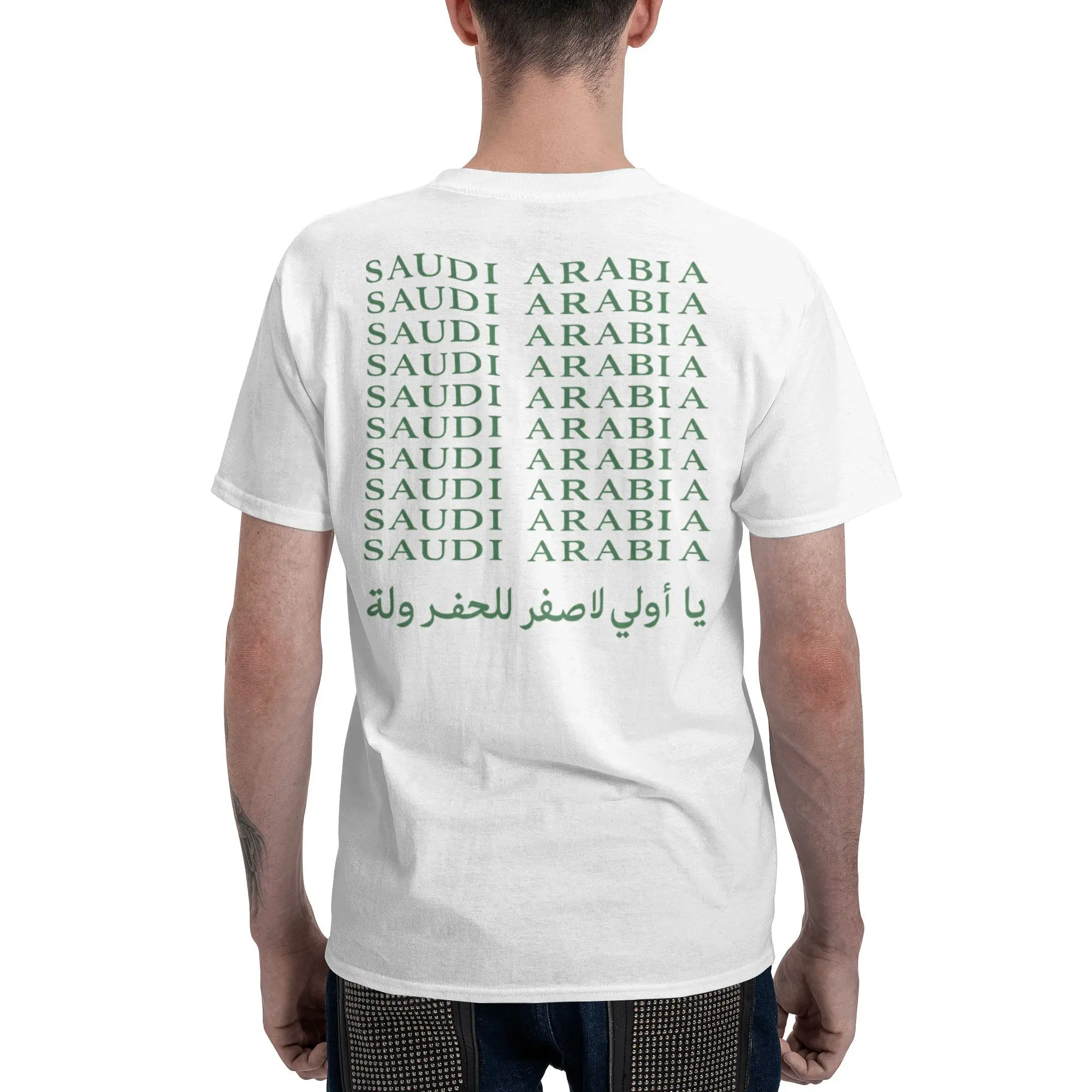 المملكة العربية السعودية اليوم الوطني تي شيرت الرجال مضحك القطن الخالص تي شيرت جولة الرقبة قصيرة الأكمام تي شيرت الملابس المطبوعة