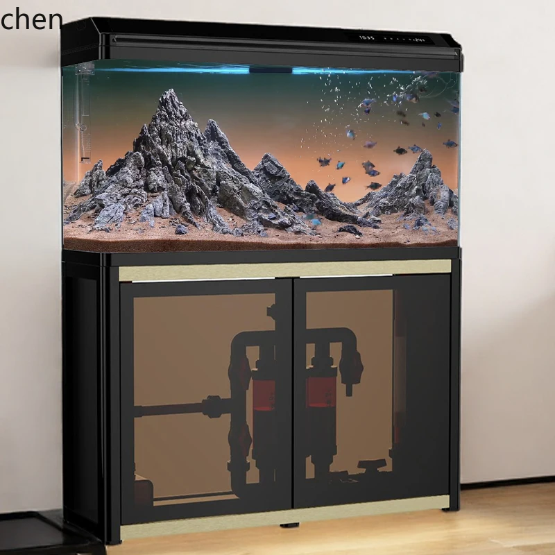 HT fish tank medium bottom filter gold household upper filter glass ecological large fish tank living room aquarium