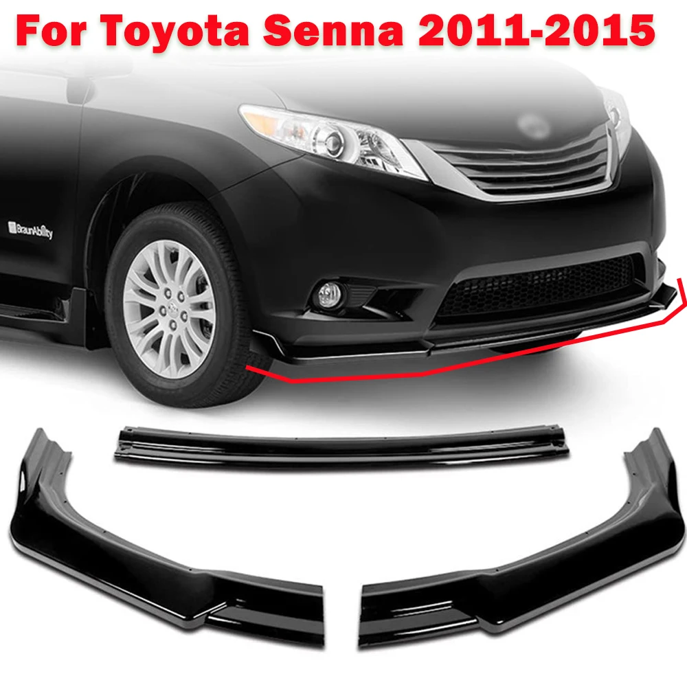 

Для Toyota Senna 2011-2015 передний бампер, разделитель губ, глянцевый черный автомобильный модифицированный диффузор для подбородка, защита корпуса, комплект крышки