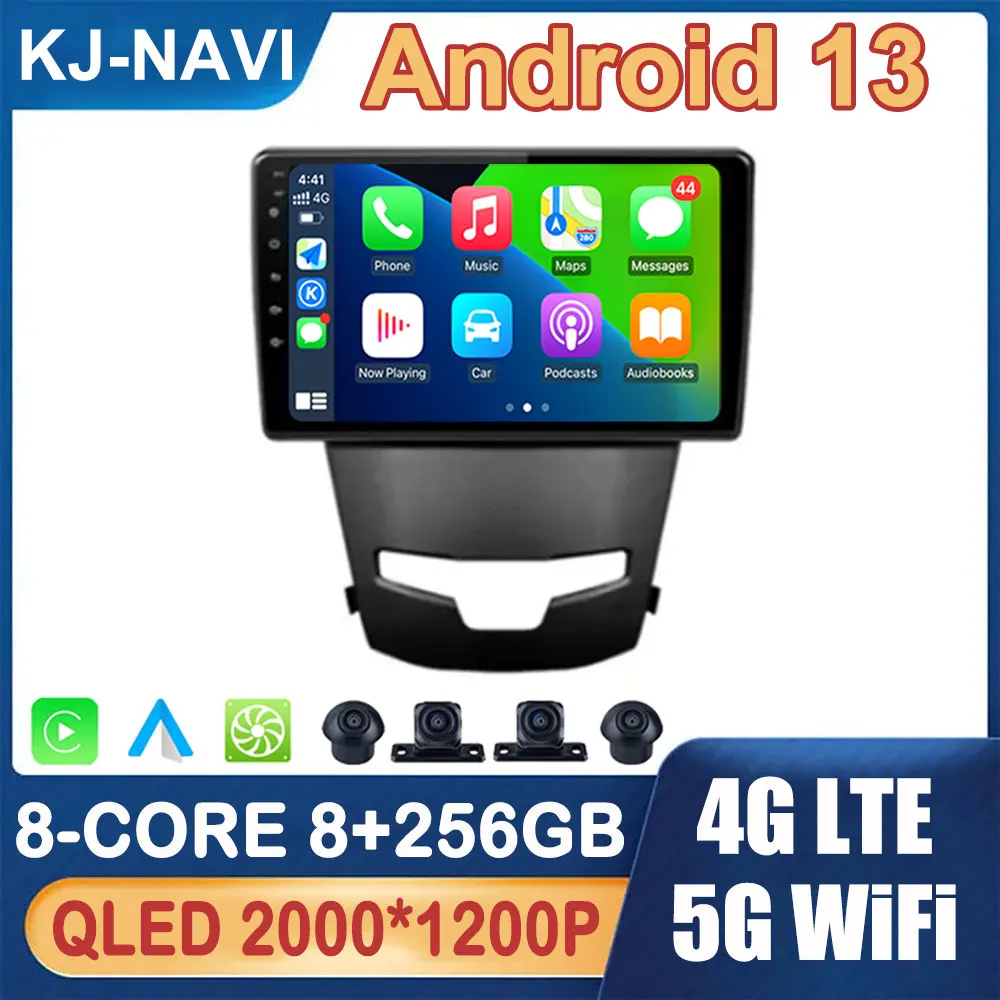 

for SsangYong Korando 3 Actyon 2 2013 - 2017 Navigation GPS Android 14 QLED DSP Car Radio Multimedia Video Player 4G LTE 5G WiFi