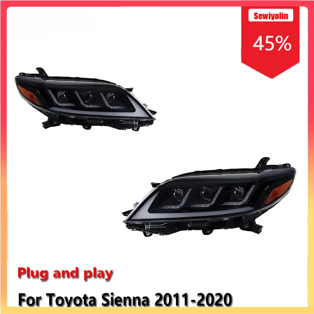 

Автомобильные светодиодные фары, автомобильные детали для Toyota Sienna 2011-2020, противотуманные DRL, стоп-сигнал, указатель поворота, Plug and Play
