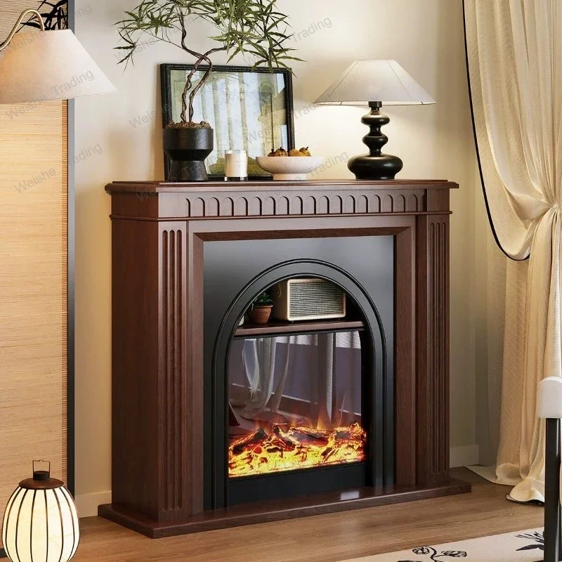 French fireplace decorative cabinet living room flame simulation fire antique door cabinet solid wood rack entry cabinet