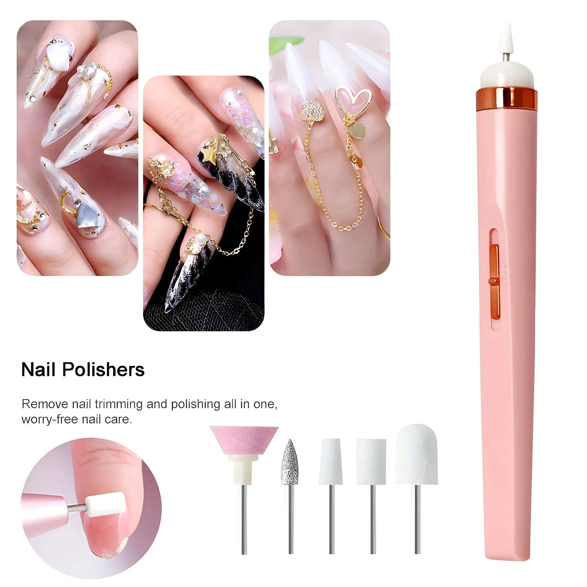 15 in 1 Electric Nail Polish Drill Machine With Light Portable Mini Electric Manicure Art Pen Tools For Gel Remover