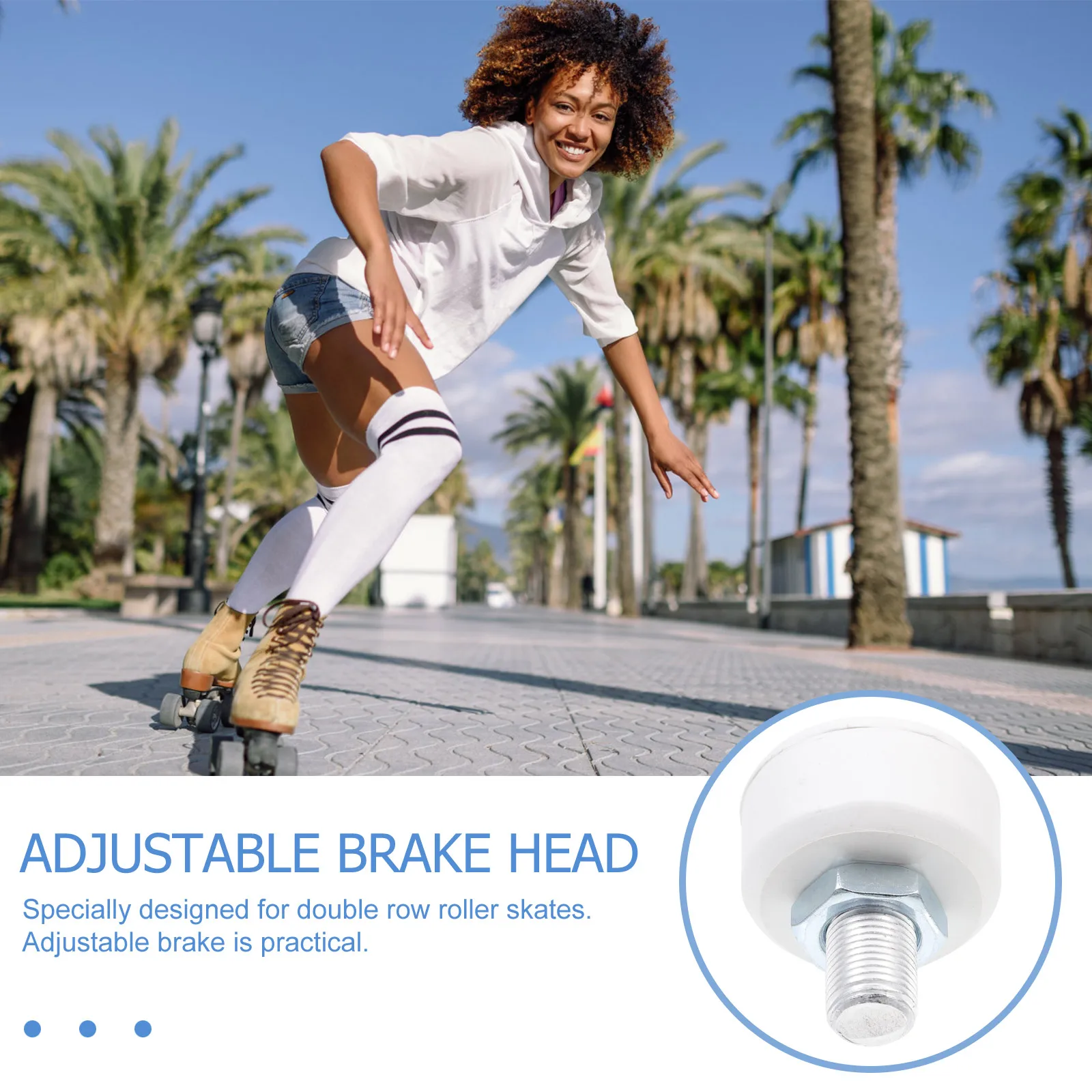 

Adjustable Roller Skates Brake Head Premium Wear Resistant Lightweight Toe Stopper Mute Function Easy Install Large for Double
