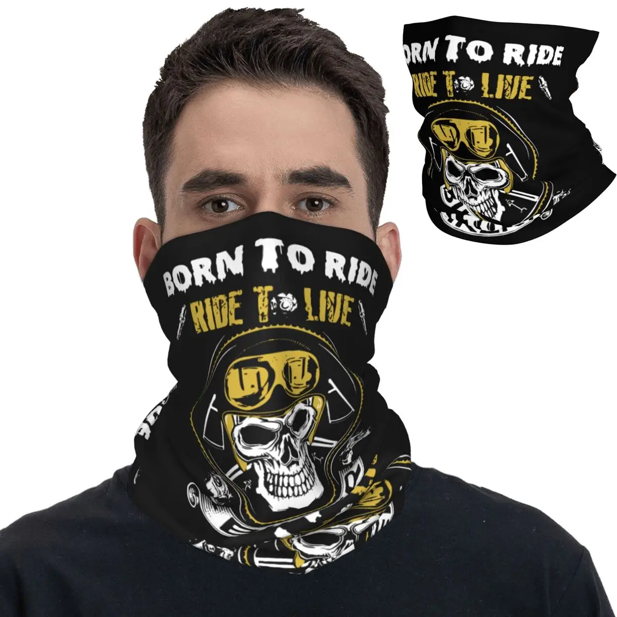 Bikers Born To Ride Bandana Neck Cover Printed Motorcyclist Wrap Scarf Multi-use Headband Running Unisex Adult Winter