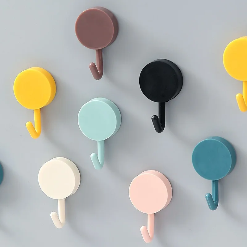 1-10PCS Self Adhesive Wall Hook Strong Without Drilling Clothes Toilet Bathroom Door Kitchen Towel Hanger Home Table Locker Hook