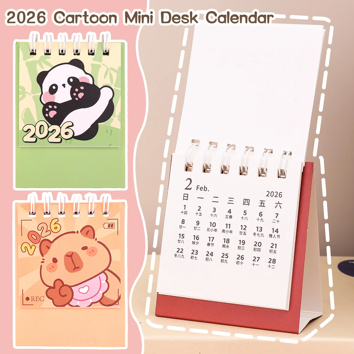 

Mini 2026 Desk Calendar Daily Use Cute Decorative Month Table Decoration Student Standing Desktop Calendars Home Office Supplies