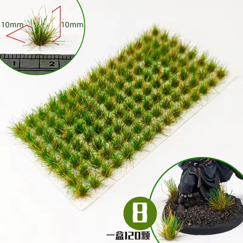 120pcs/box Static Grass Tuft Terrain Model Kit Miniature Shrubs Bushes for Train Landscape Military Sand Table Garden Layout
