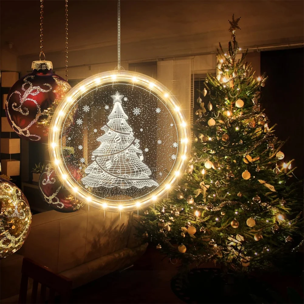 3D Hanging Christmas Decorative Light Super Bright For Windows Indoor Outdoor Wall Pathway Patio Bedroom Decor