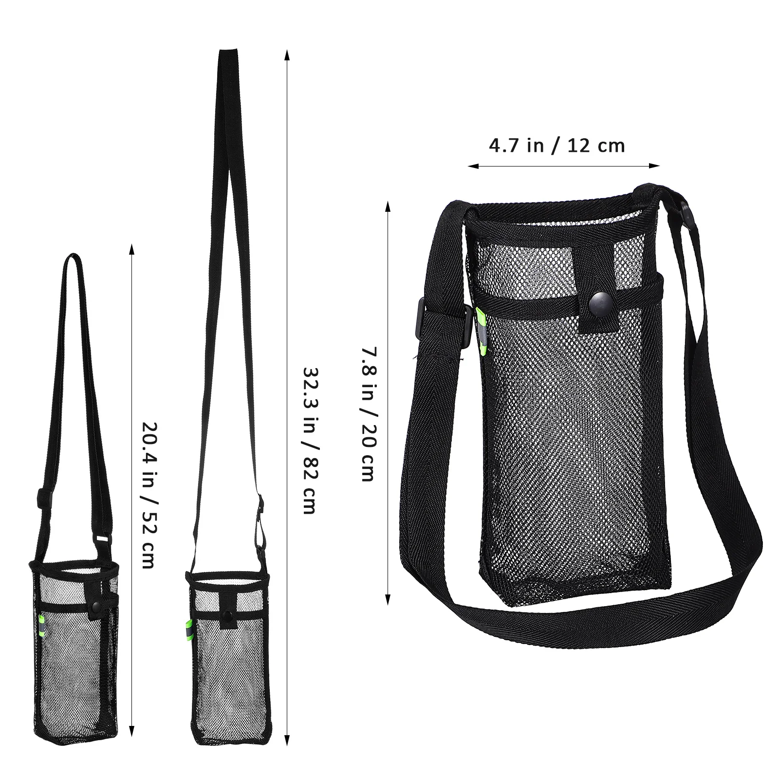 3Pcs Mesh Water Bottle Bag Crossbody Style Adjustable Strap for Hiking Travel Daily Use Lightweight Pouch Cup Bags