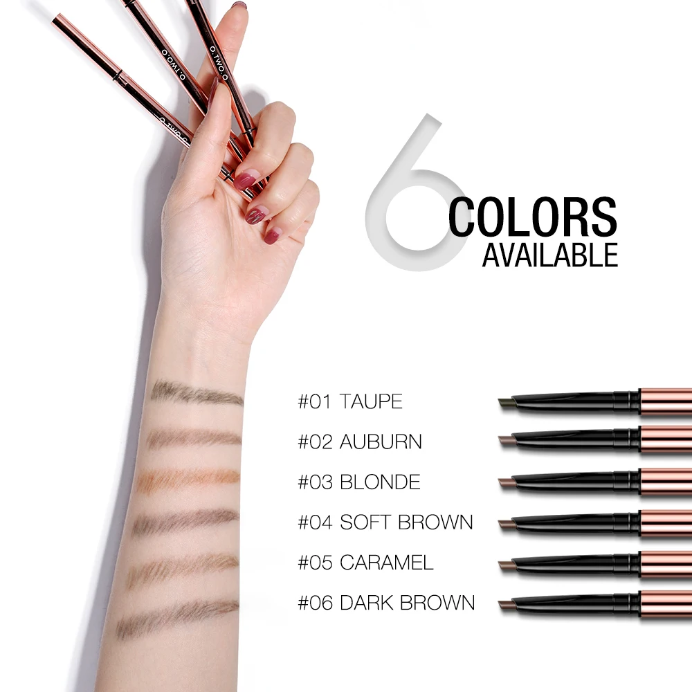 Wholesale O.TWO.O Eyebrow Pencil Ultra Fine Triangle Definer Long-lasting Waterproof Soft Brown Eye Brow Makeup 6 Colors