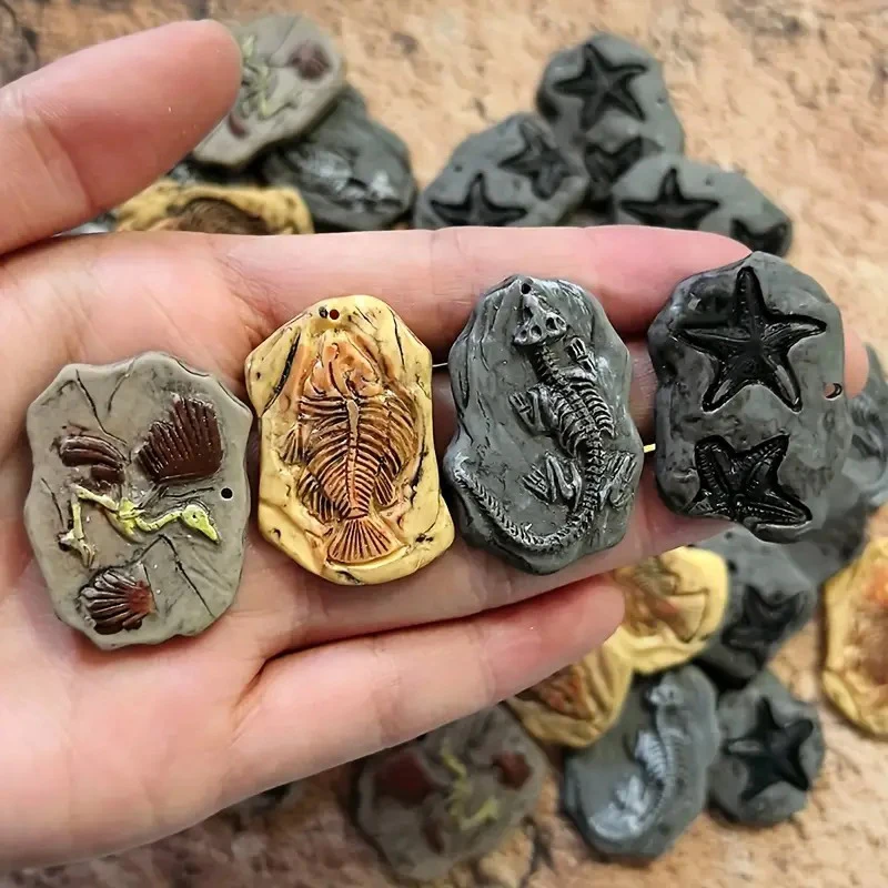 Juego de Mini modelo fósil de dinosaurio, estatuas de resina Vintage, diseño de pájaro y pez, micropaisaje, adorno para casa de muñecas, juguete artesanal, 4/5/8 Uds.