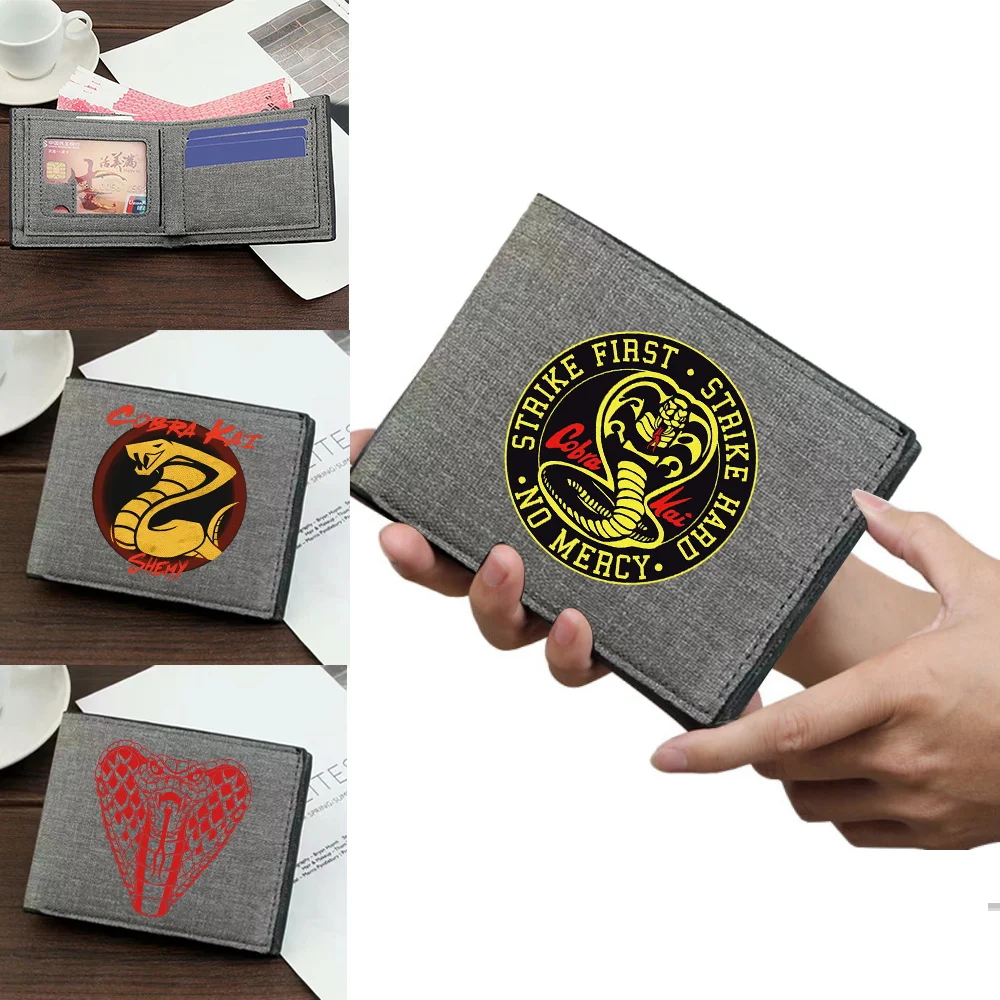 Short  Wallet  Bank Holder Purse Simple and Durable Grey Pocketbook Credit Card Cobra Series High-quality Organizer Bag