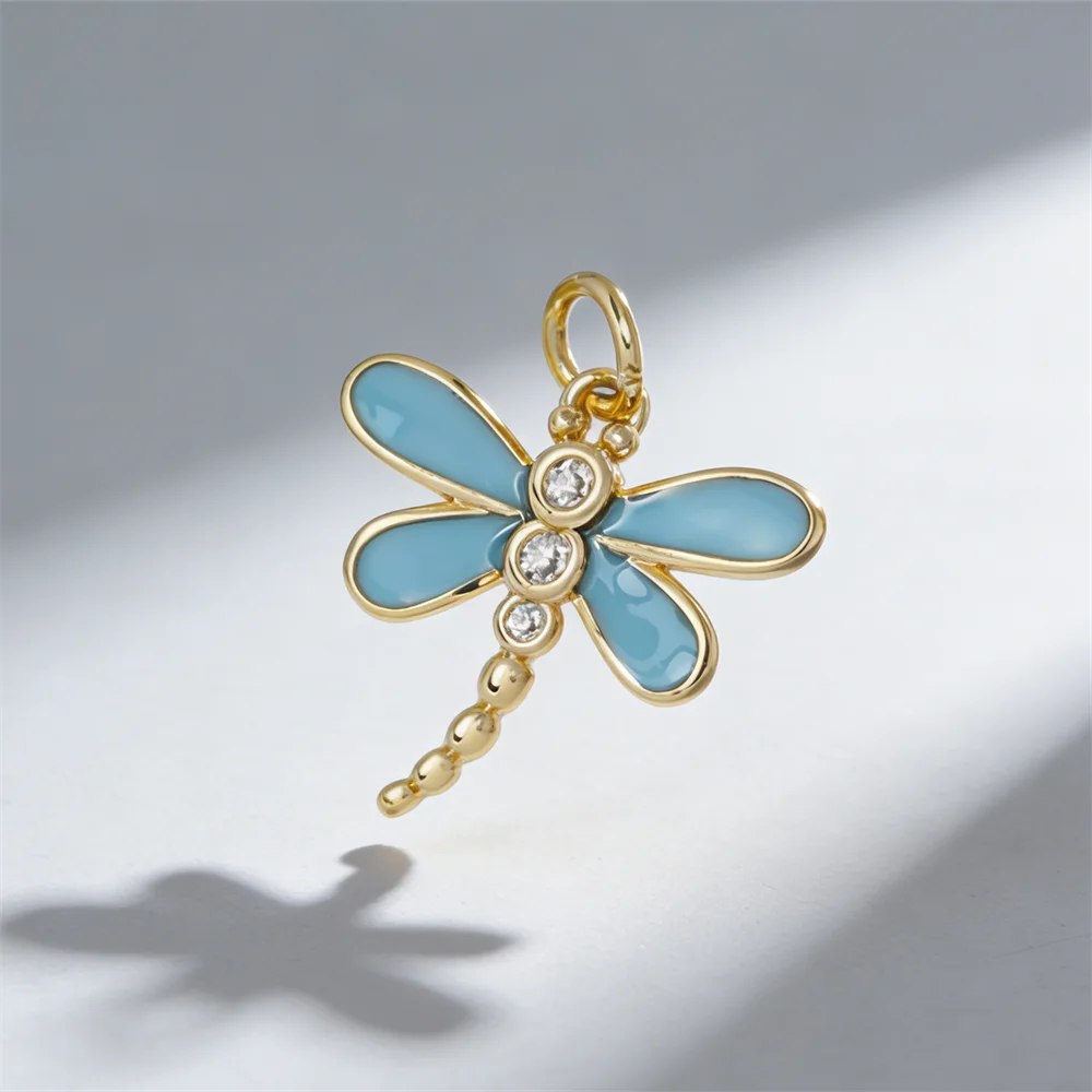 

4Pcs Pendants Sparkling Brass Enamel Dragonfly Charms Cubic Zircon for Diy Jewelry Necklace Bracelet Elegant Insect Accessories