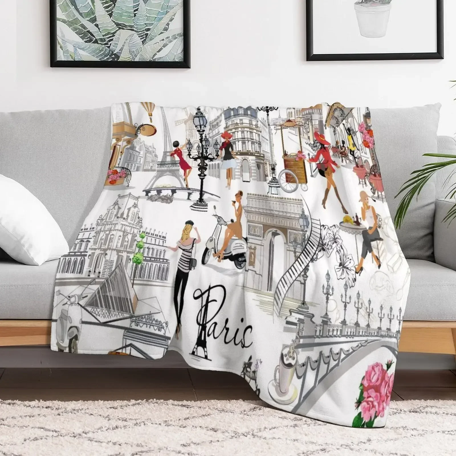 

Travel to Paris Throw Blanket Sleeping Bag Tourist Blankets