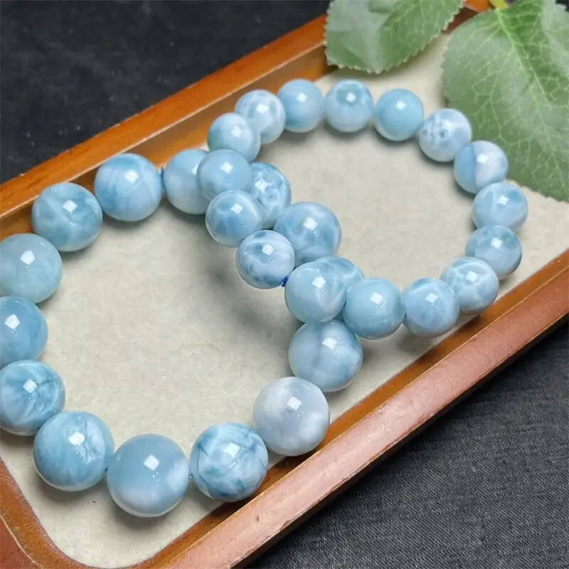 Natural Larimar Bracelet Handmade Crystal Quartz Jewelry Stretch Bangle Children Birthday Gift 1PCS 8/12/15MM