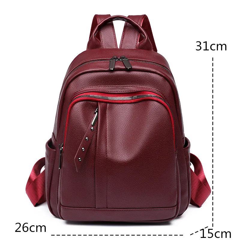 Designer Women Backpack PU Leather Backpack Ladies Sac A Dos School Bags for Girls Large Capacity Travel Backpack Female Mochila