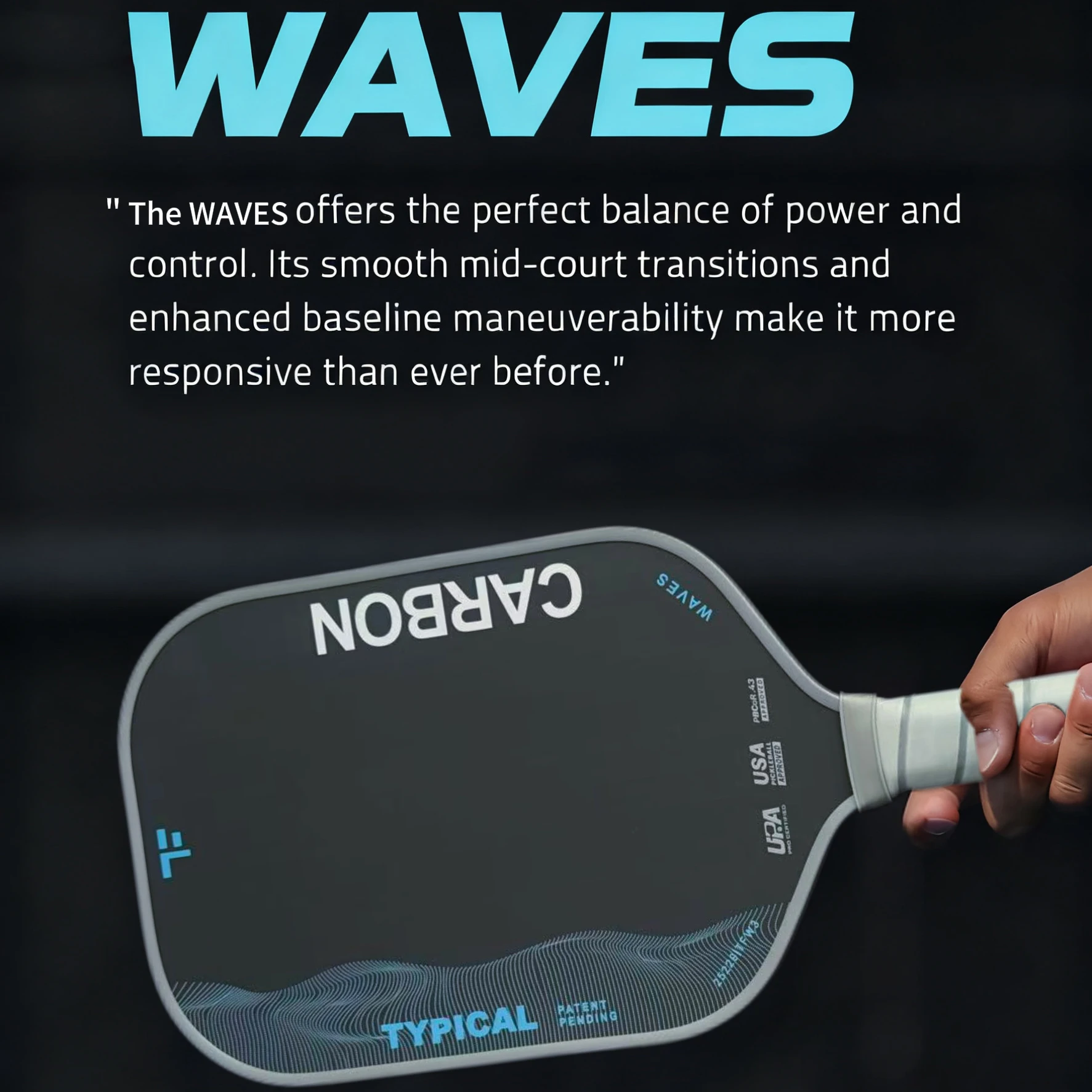

2025 Trufoam Waves TFW3 16mm High Density 100% Foam Core Toray T700 Carbon Fiber Portable High Quality Pickleball Paddle