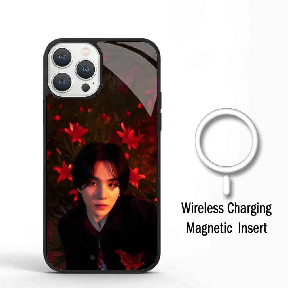 Y-Yoongi Suga A-Agust D Phone Case For IPhone 11 12 13 14 15 Plus Pro Max Mirror Acrylic Cover For Magsafe