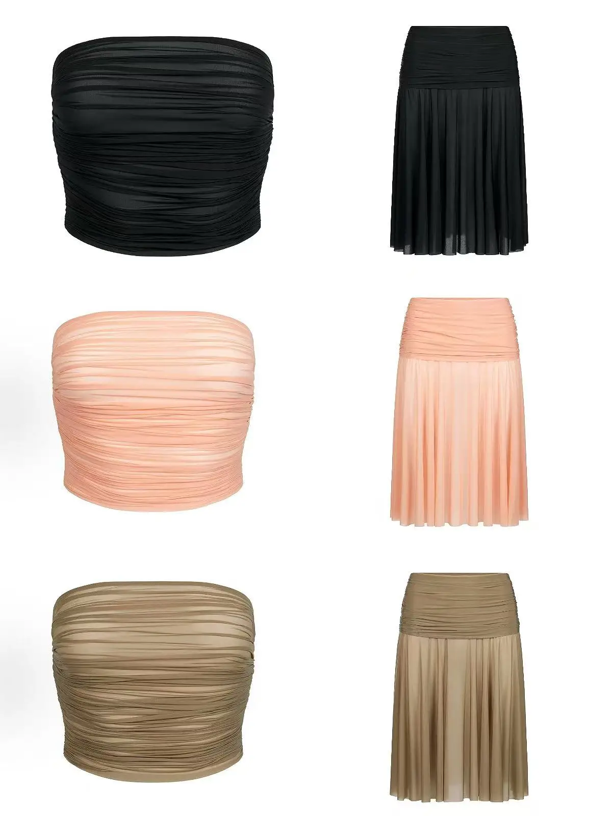 

Универсальный комплект из эластичного топа и юбки средней длины, модная плиссированная женская одежда, осенне-весенне-летняя одежда